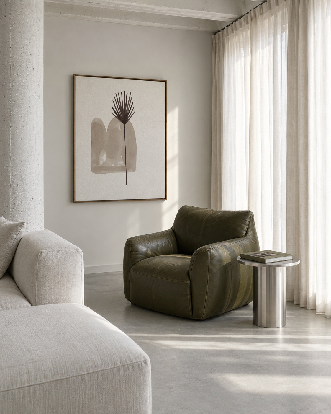 Abstract Leaf - Framed canvas in an interior