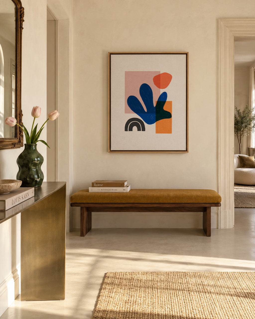 Boho Blue - Framed canvas in an interior
