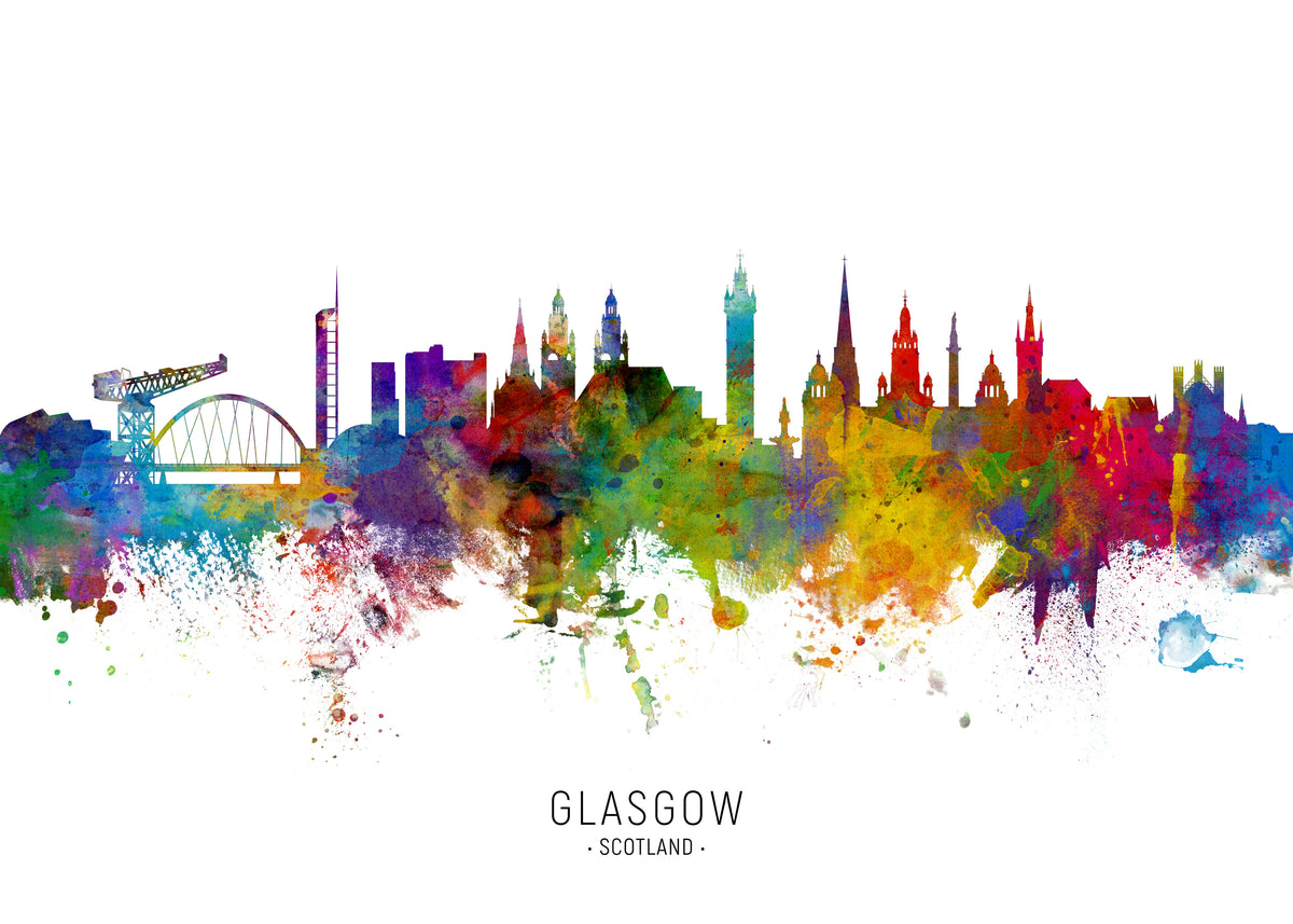 Glasgow Skyline multicolor - Unframed art print