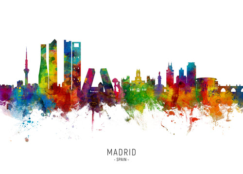 Madrid Skyline multicolor - Unframed art print