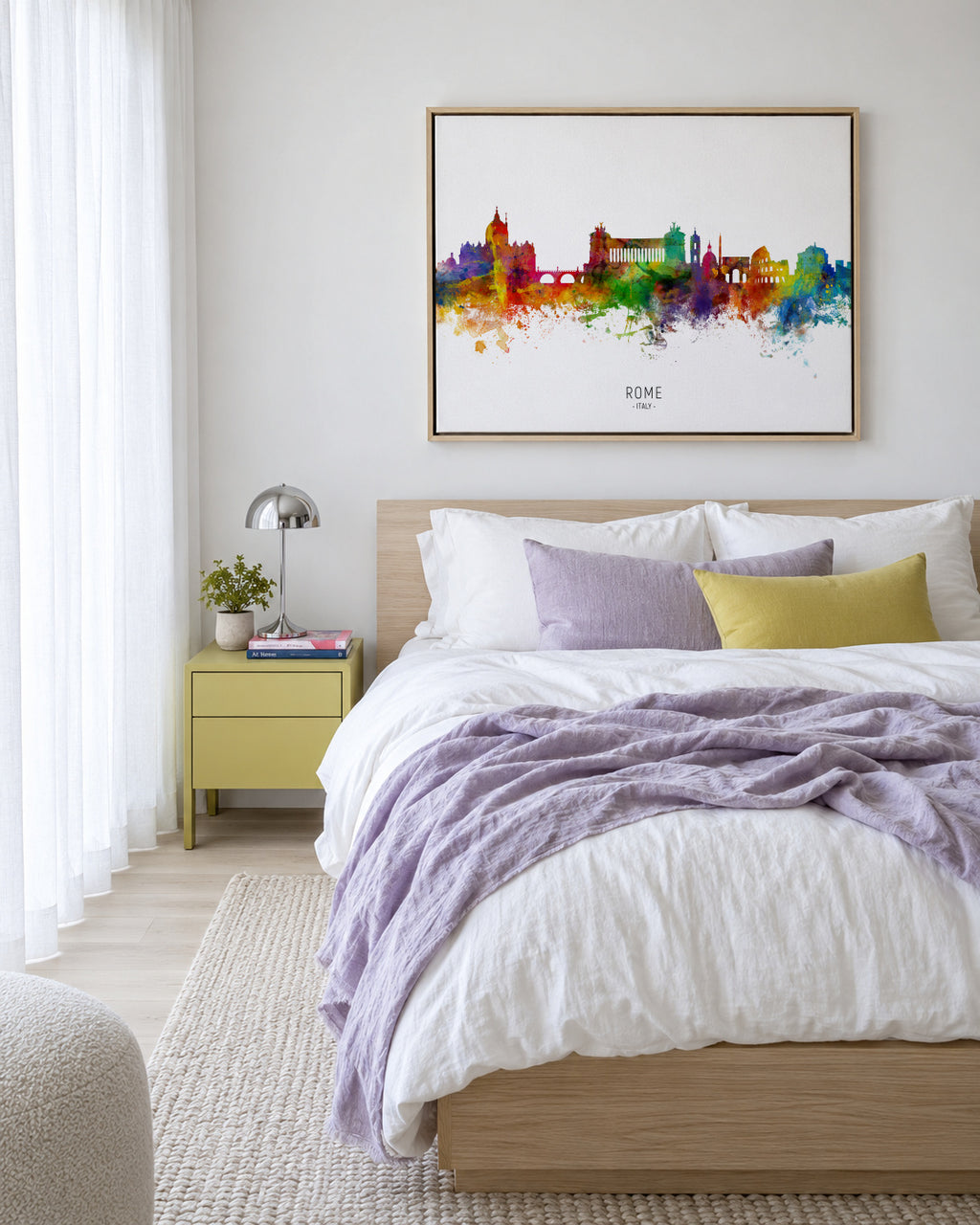 Rome Skyline multicolor - Framed canvas in an interior
