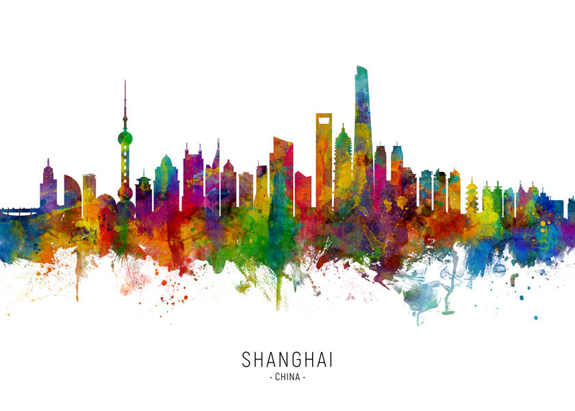 Shanghai Skyline multicolor