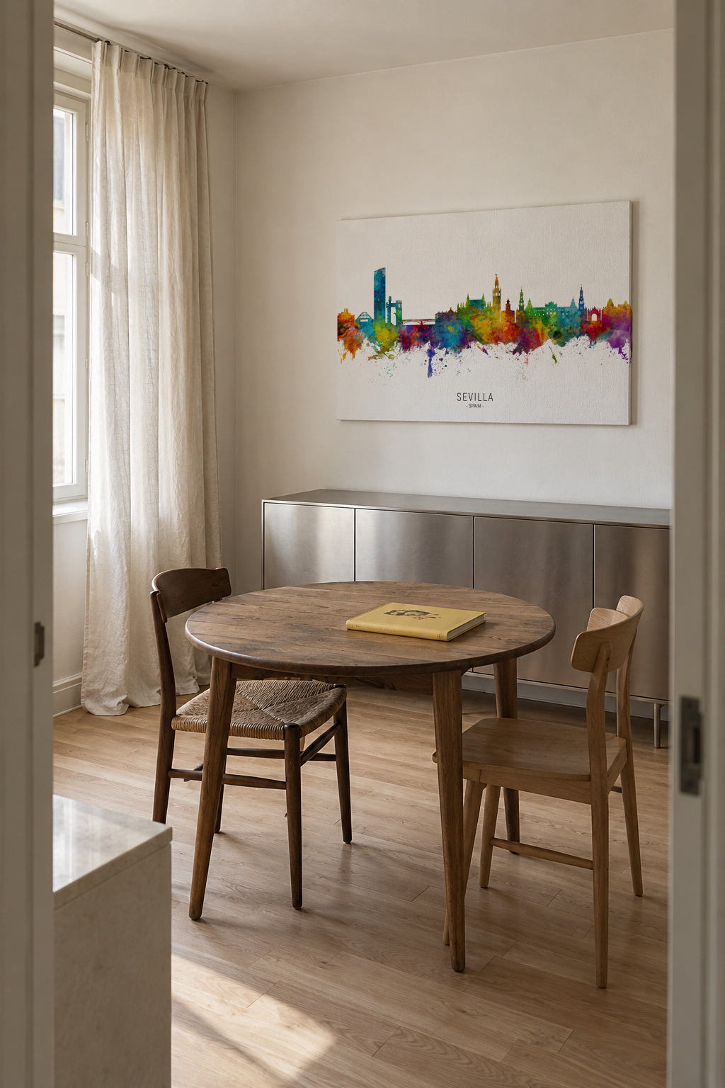 Sevilla Skyline multicolor - Unframed canvas in an interior