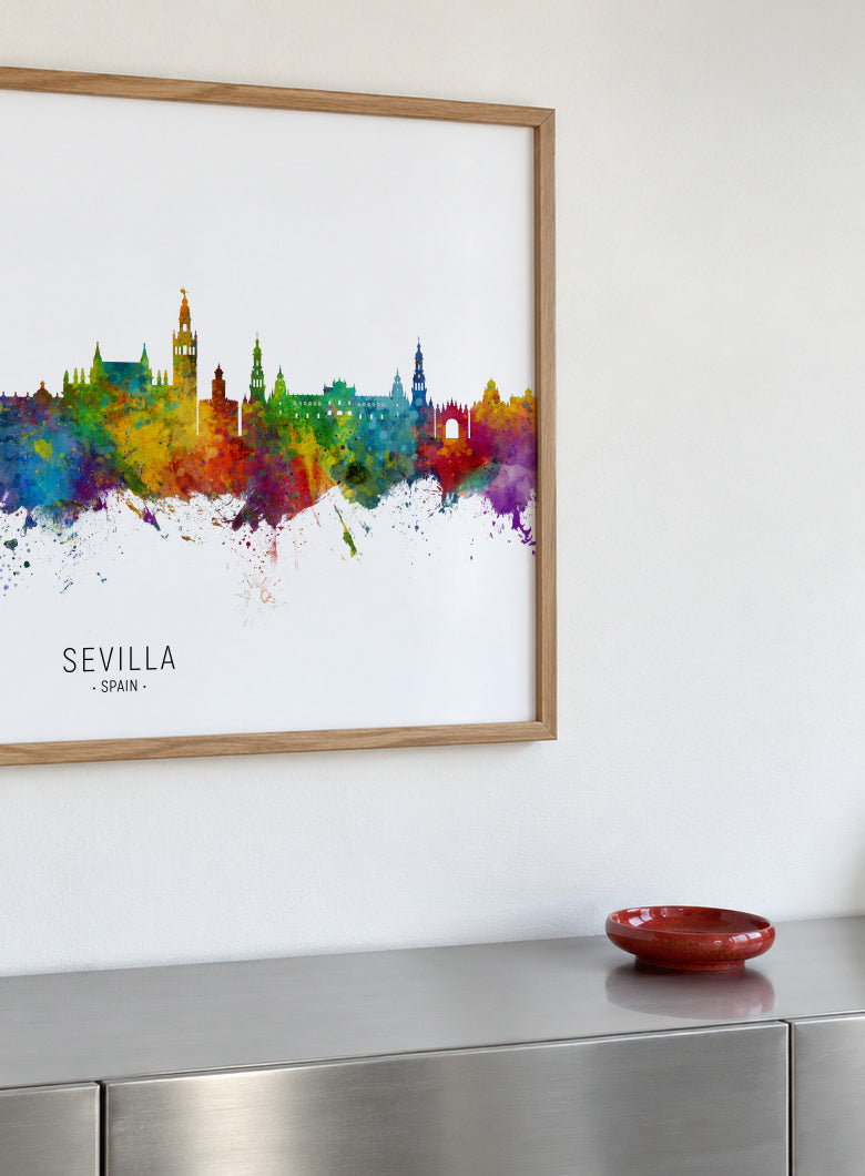 Sevilla Skyline multicolor - Framed poster detail