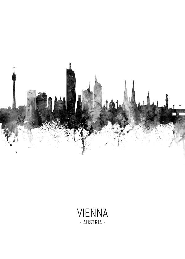 Vienna Skyline en blanco y negro