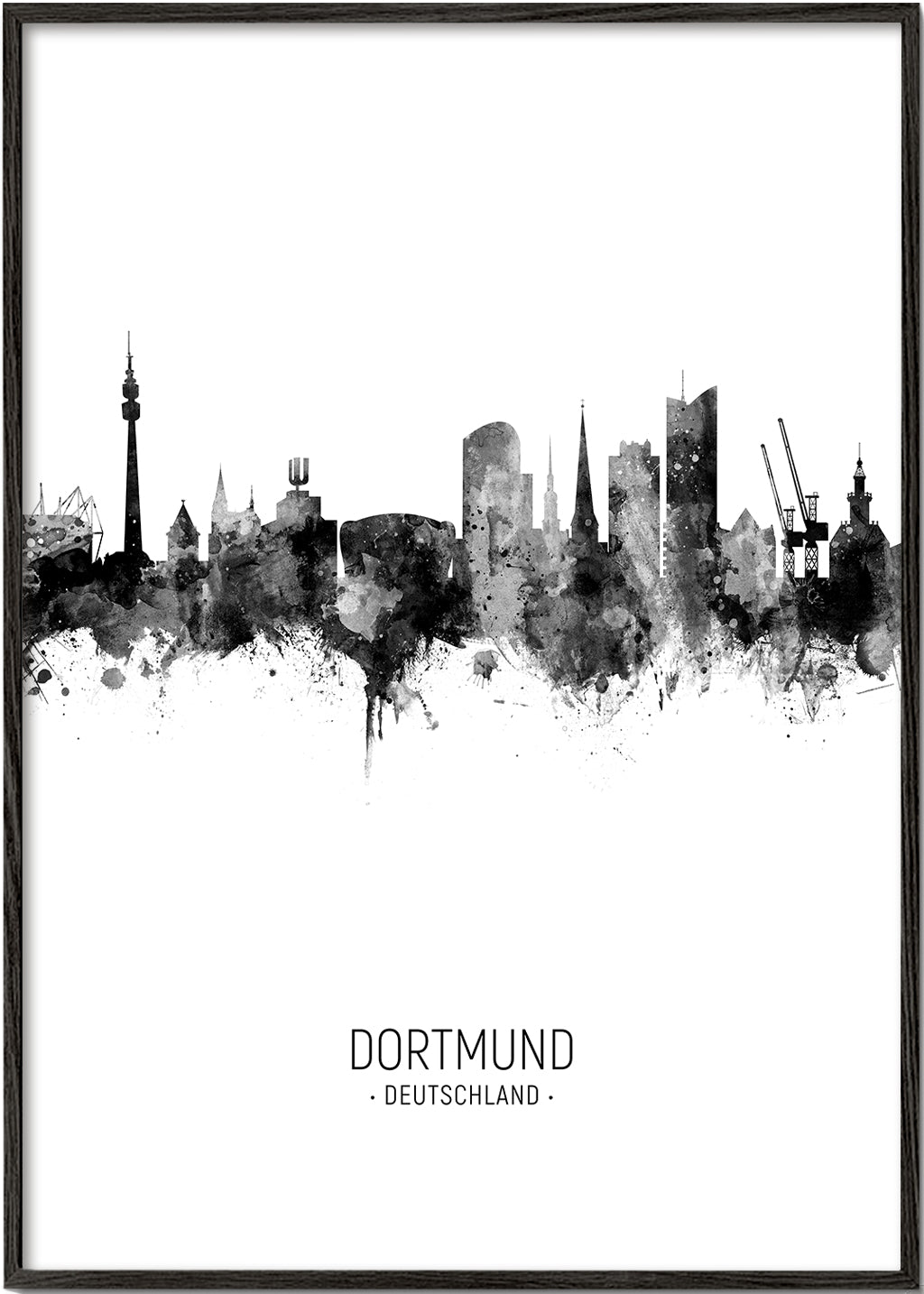Dortmund Skyline en blanco y negro