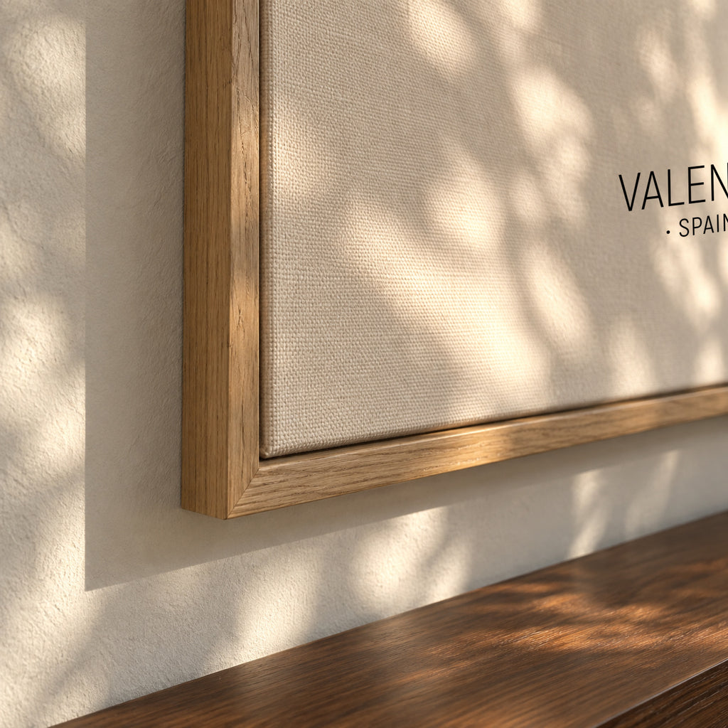 Valencia Skyline en blanco y negro - Framed canvas detail