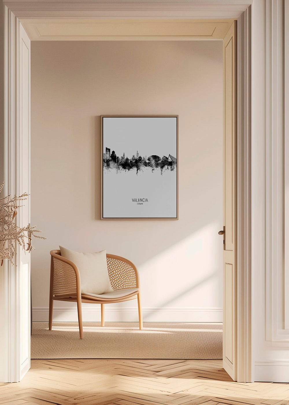 Valencia Skyline en blanco y negro