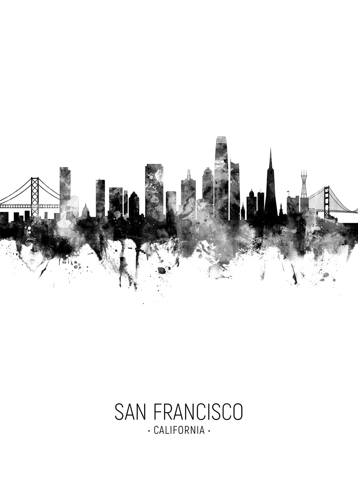 San Francisco Skyline en blanco y negro - Unframed art print