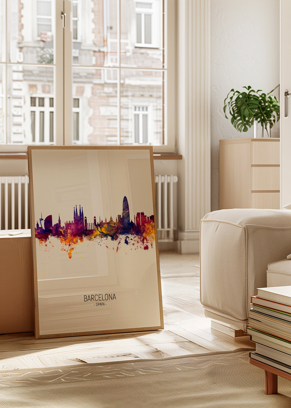 Barcelona Skyline en beige