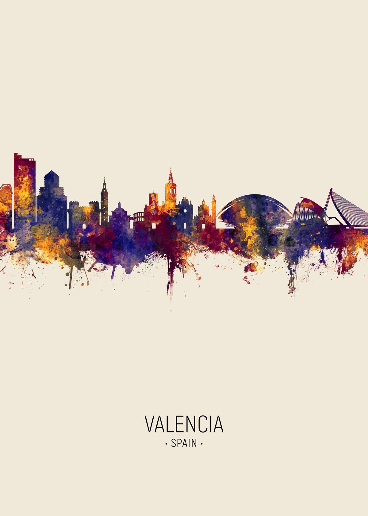 Valencia Skyline en beige - Unframed art print