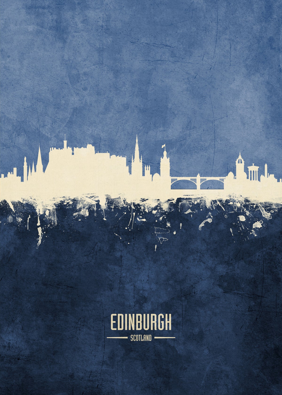 Edinburgh Skyline Azul - Unframed art print