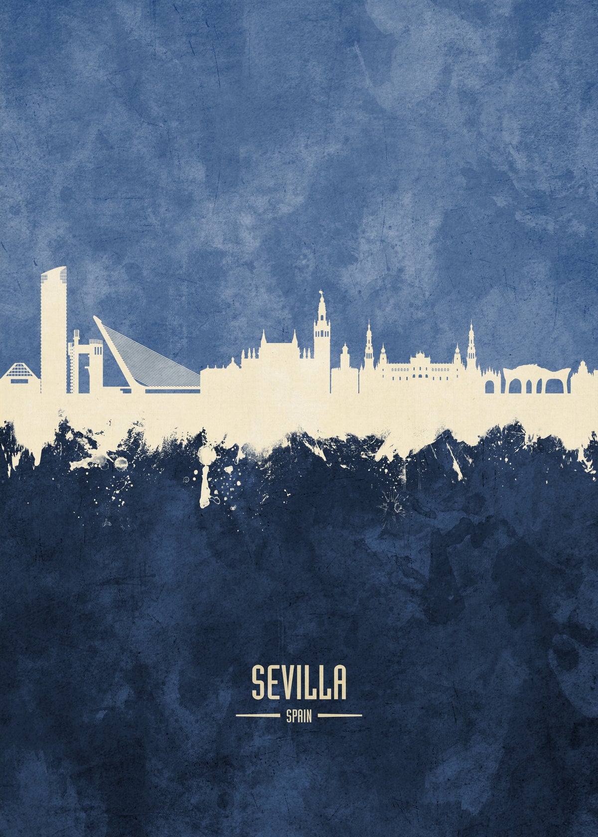 Sevilla Skyline Azul - Unframed art print