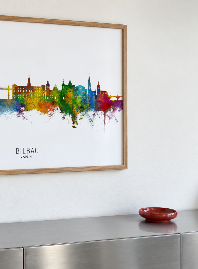 Bilbao Skyline multicolor - Framed poster detail