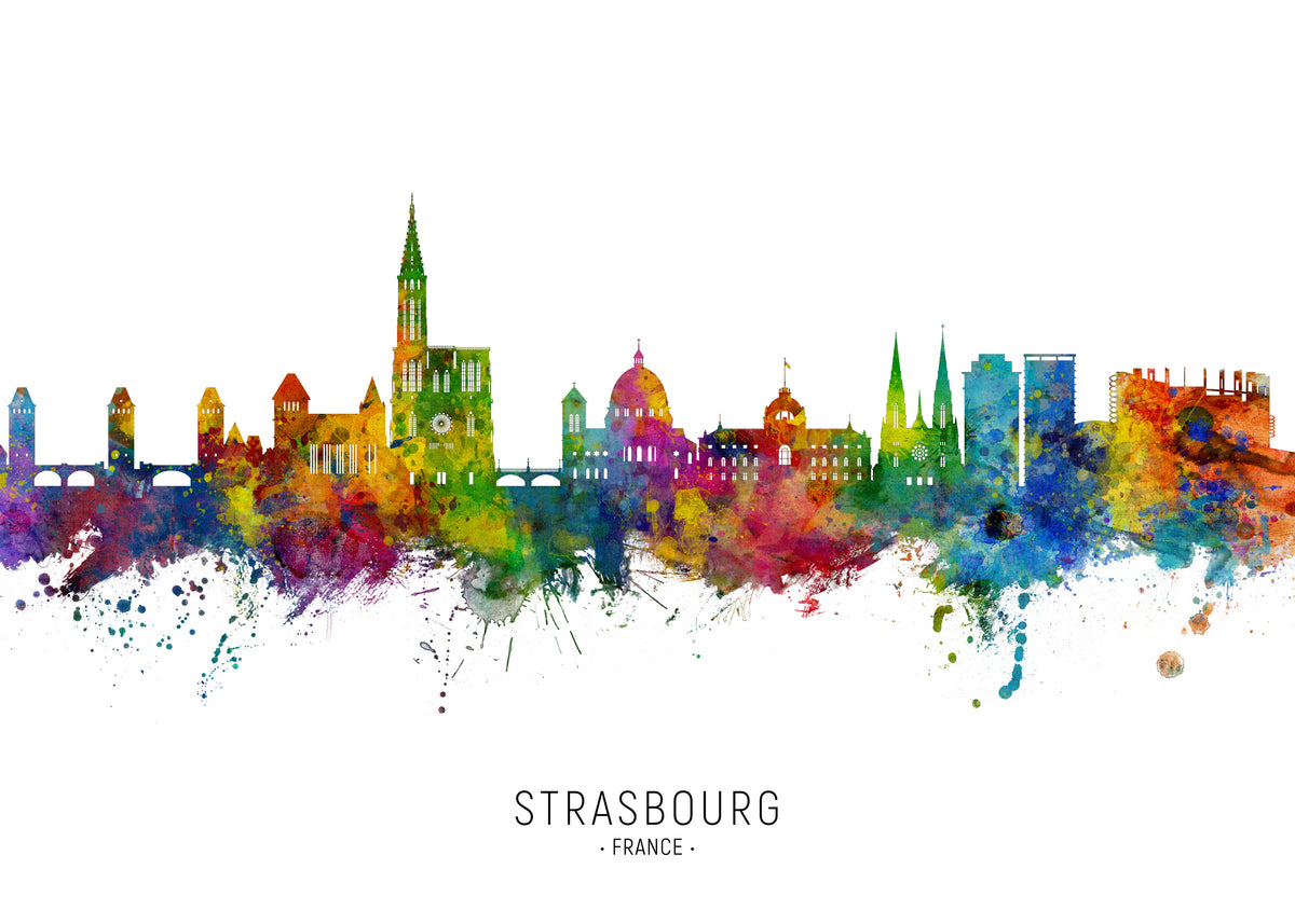 Strasbourg Skyline multicolor - Unframed art print