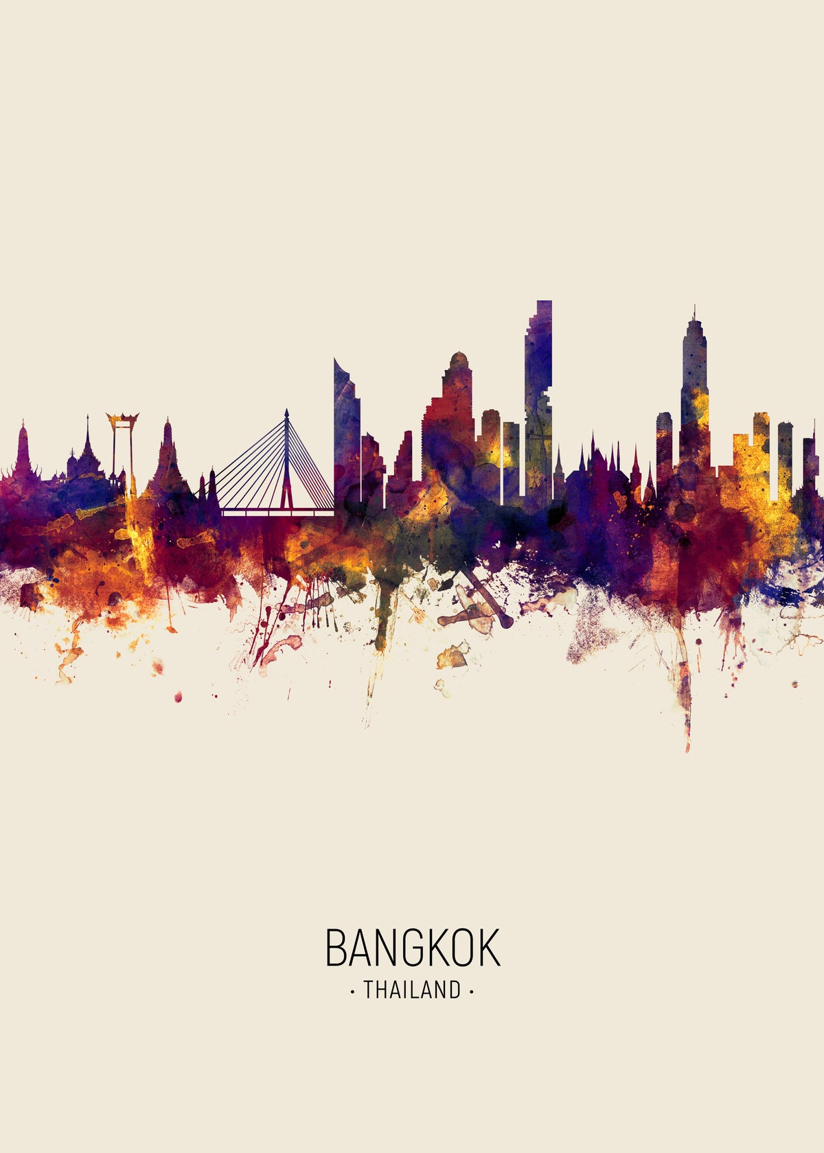 Bangkok Skyline beige - Unframed art print