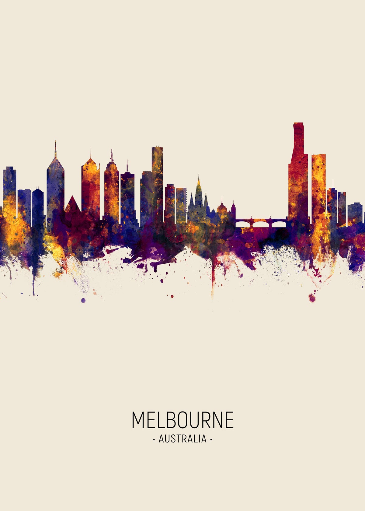Melbourne Skyline beige - Unframed art print