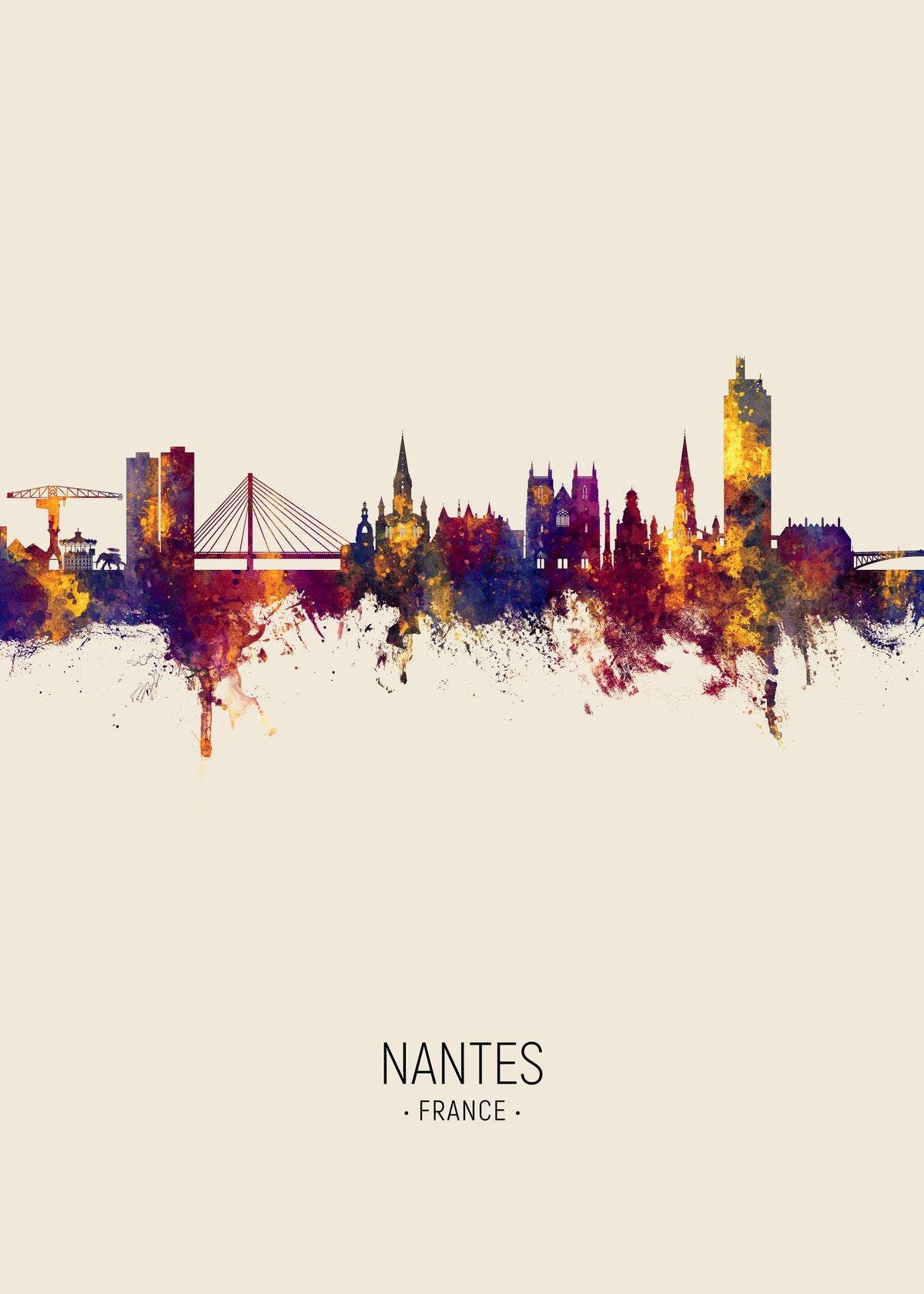 Nantes Skyline beige - Unframed art print