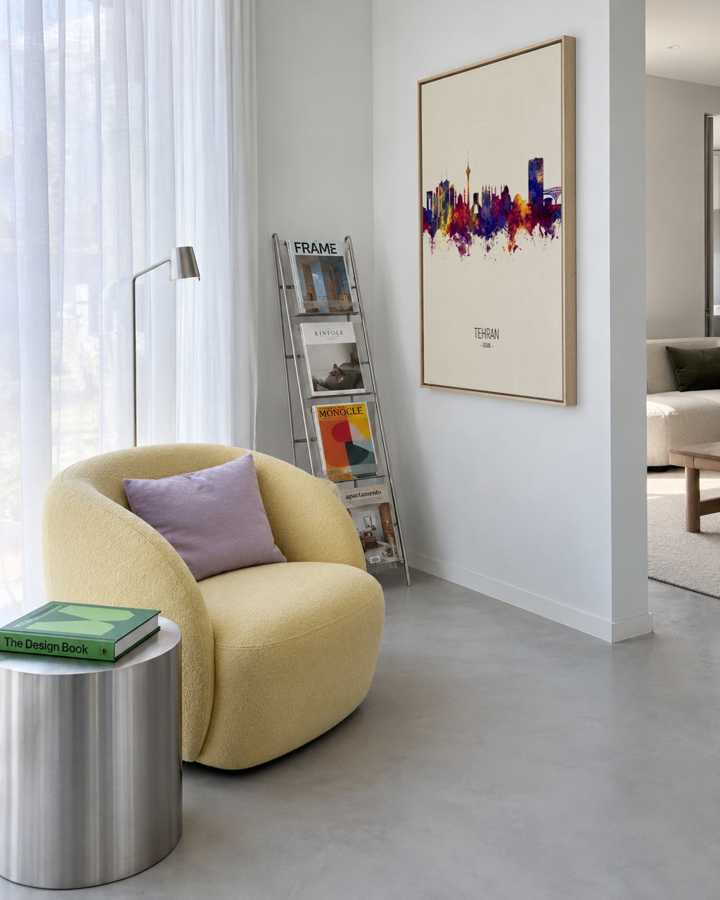 Tehran Skyline beige - Framed canvas in an interior