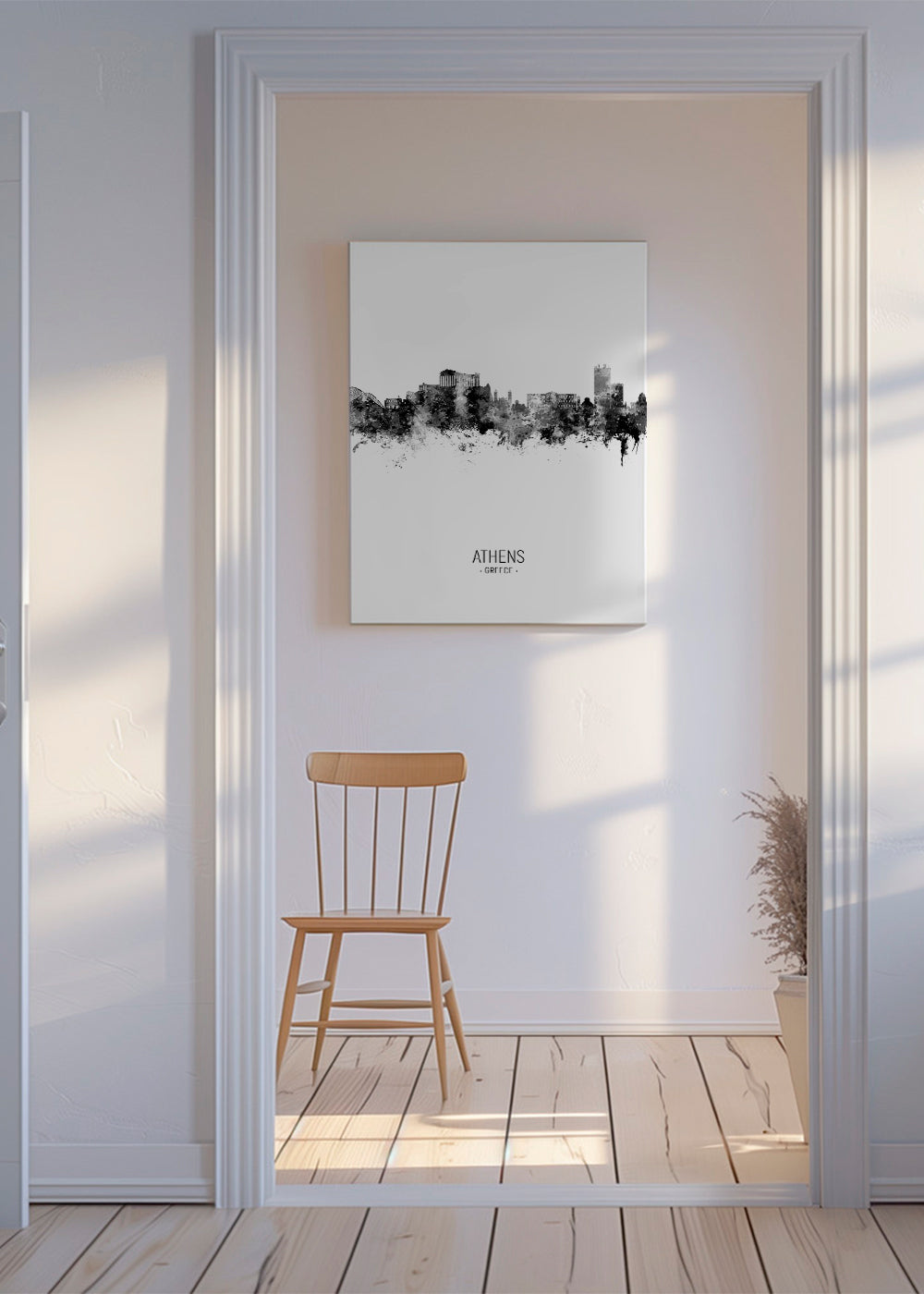 Athens Skyline blanco y negro