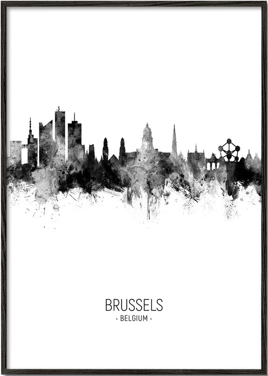 Brussels Skyline blanco y negro
