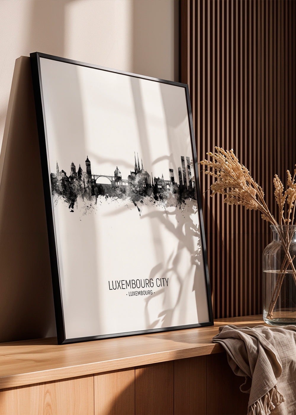 Luxembourg City Skyline blanco y negro