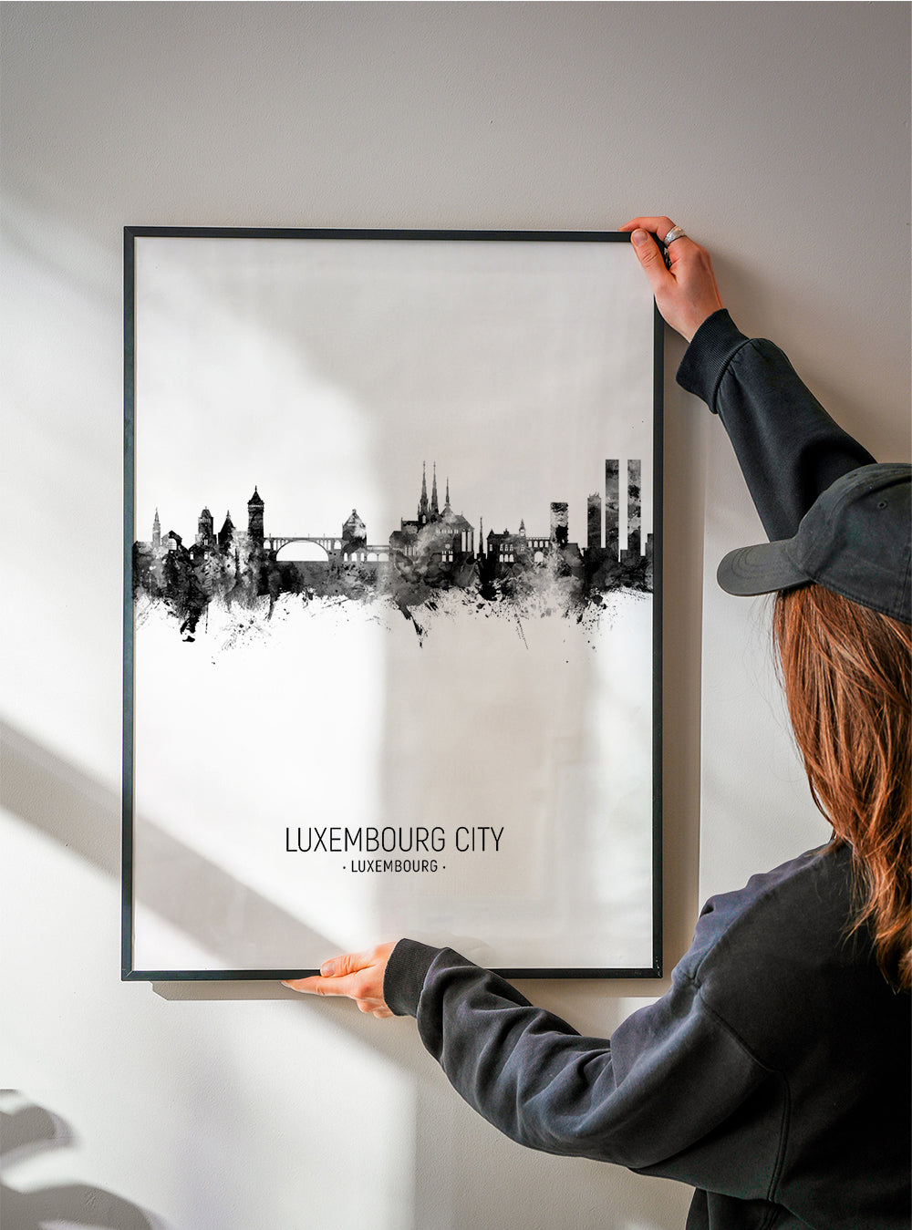 Luxembourg City Skyline blanco y negro