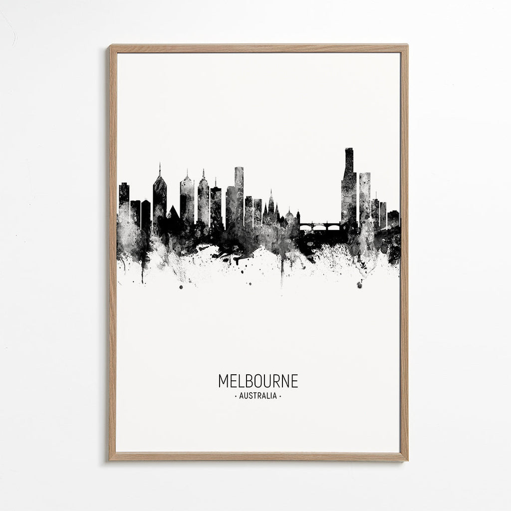 Melbourne Skyline blanco y negro