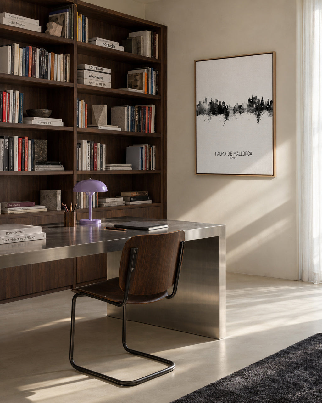 Palma de Mallorca Skyline blanco y negro - Framed canvas in an interior