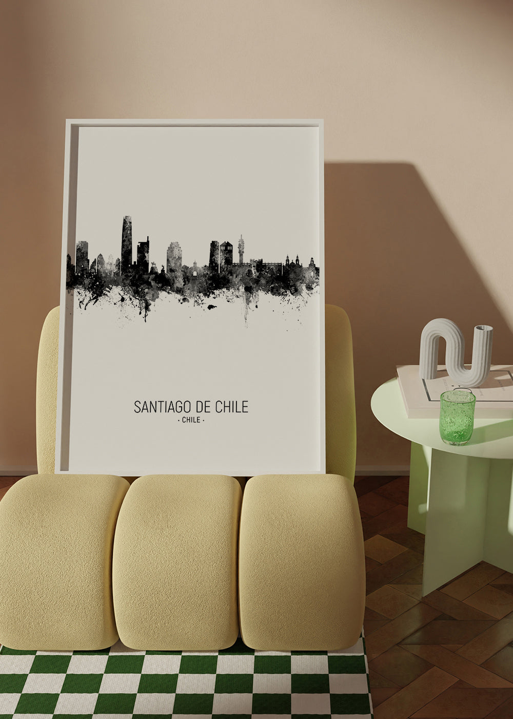 Santiago de Chile Skyline blanco y negro