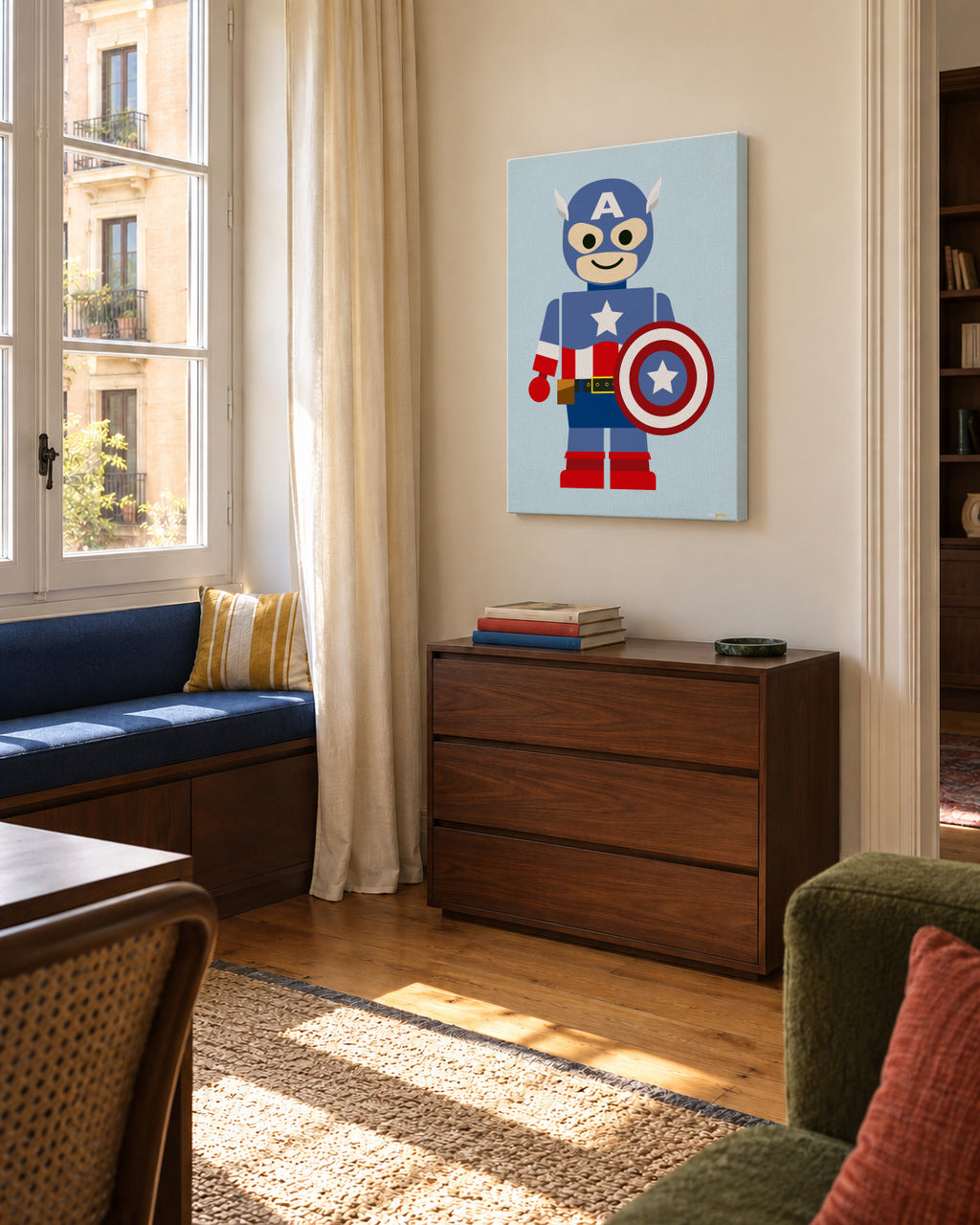 Toy Captain America - Unframed canvas in an interior