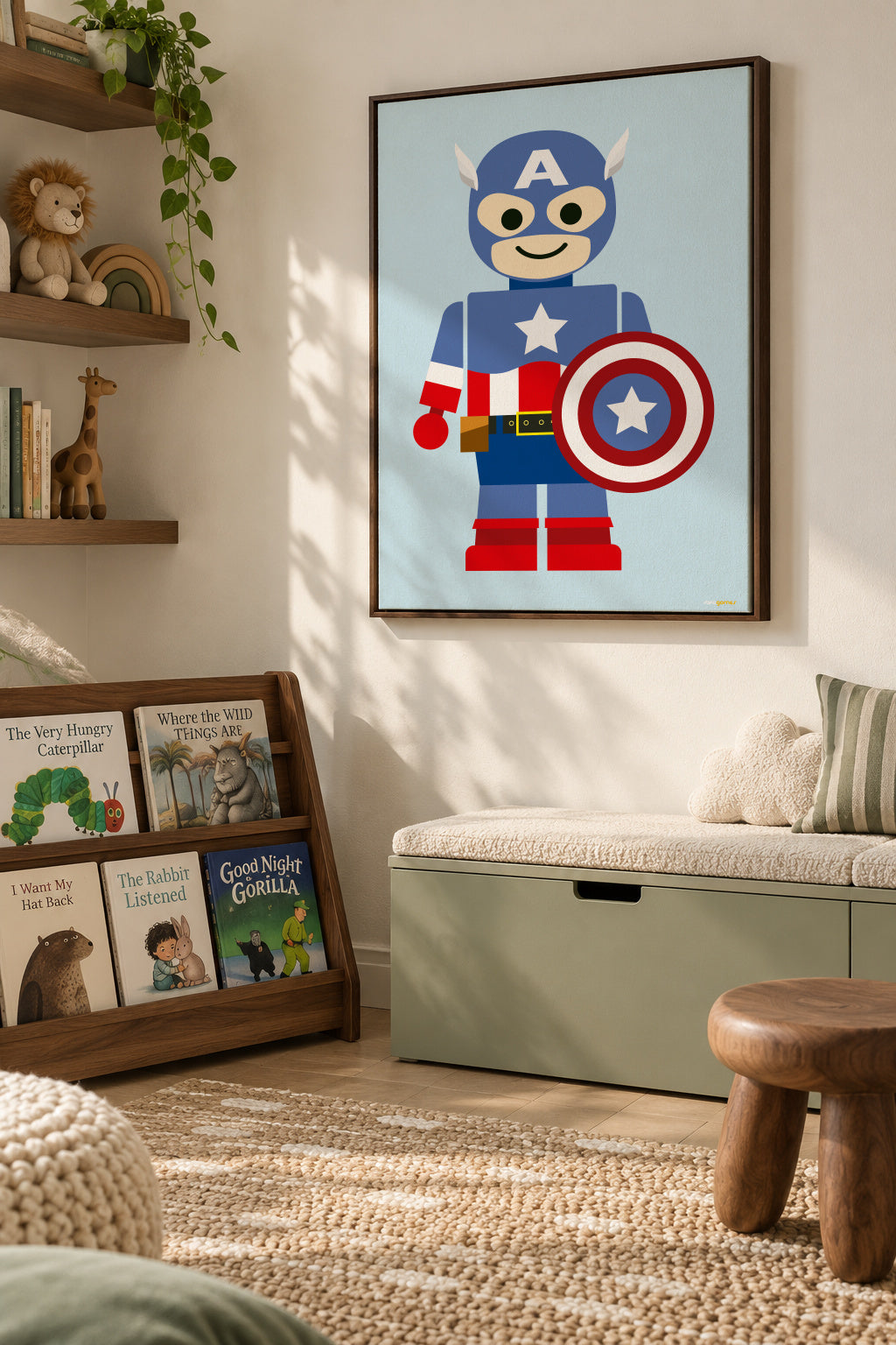 Toy Captain America - Framed canvas in an interior