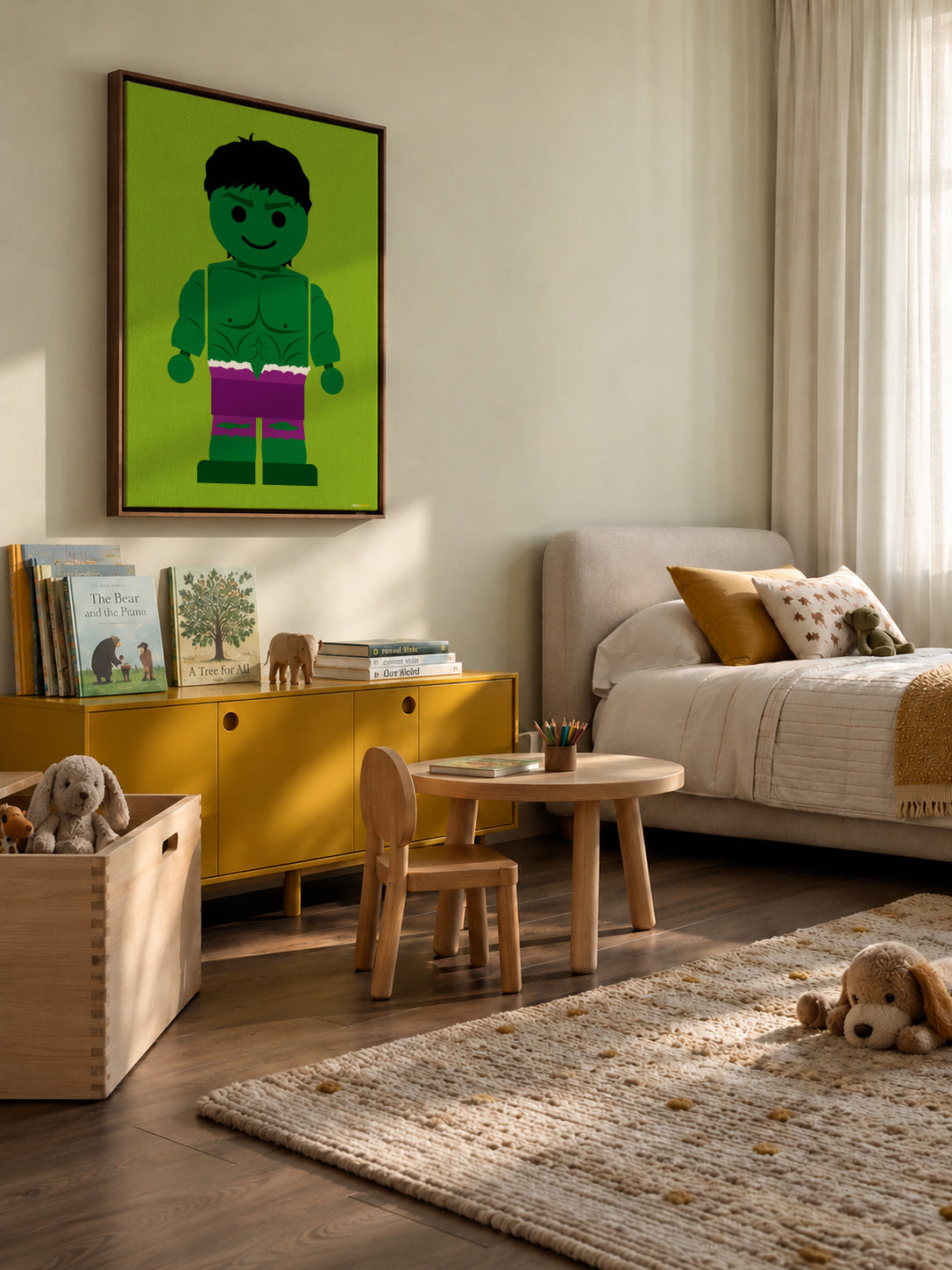 Toy Hulk - Framed canvas in an interior