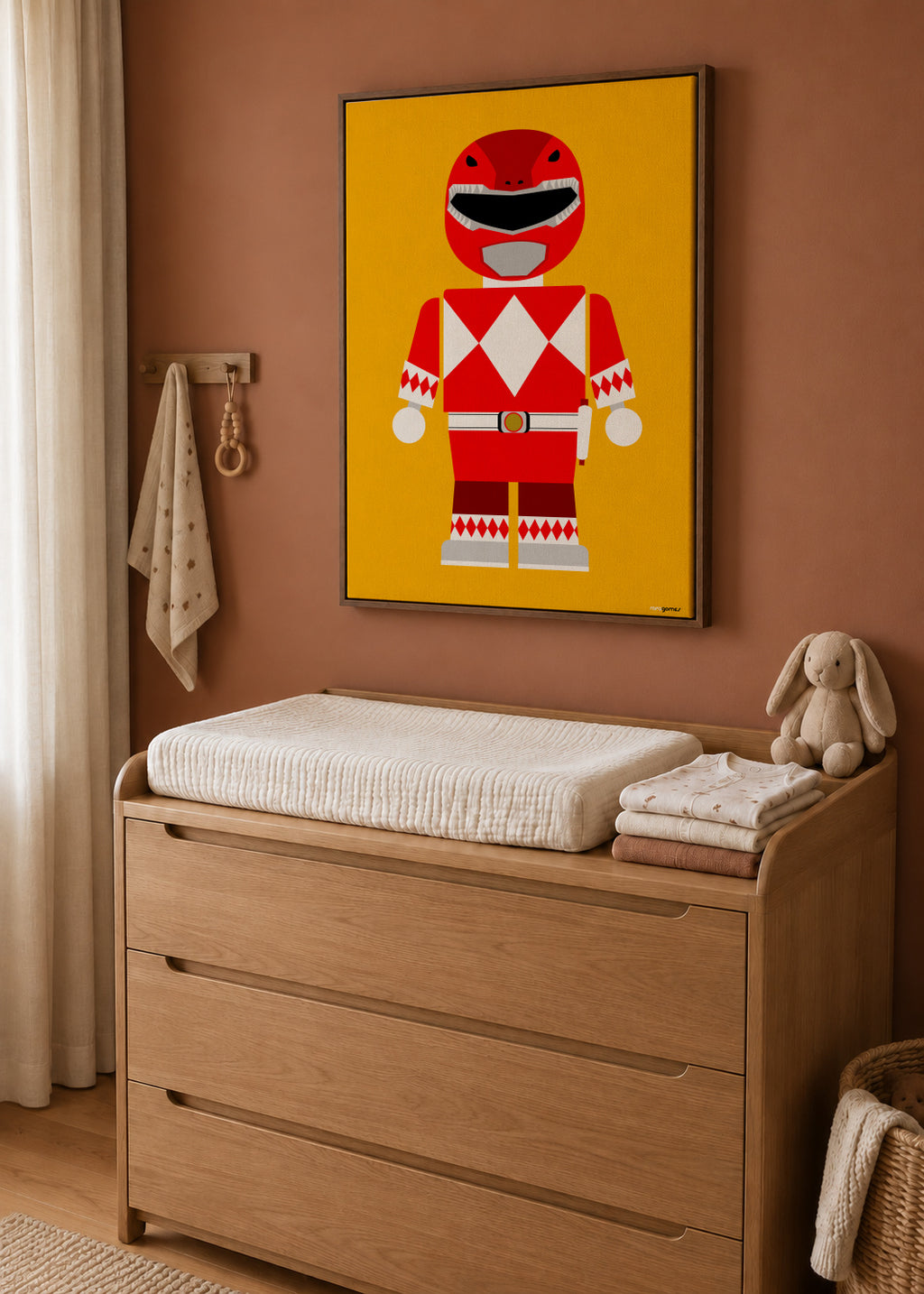 Toy Power Ranger Red - Framed canvas in an interior