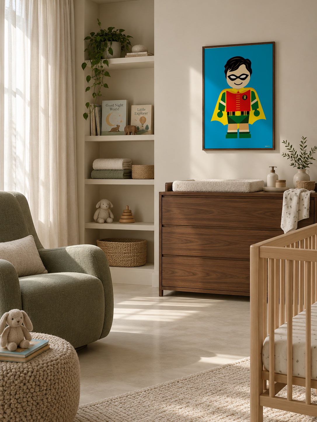 Toy Robin - Framed poster in an interior