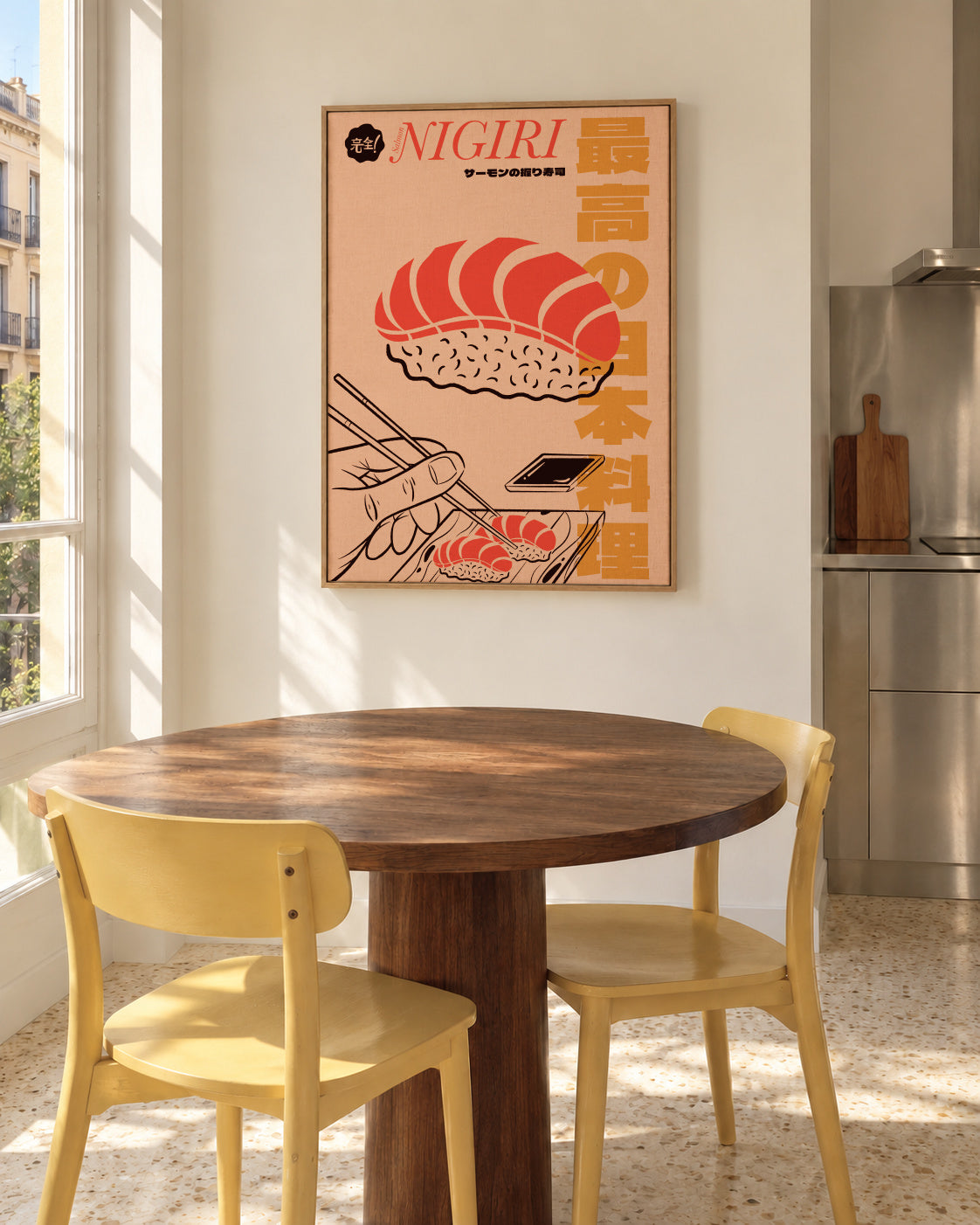 Salmon Nigiri - Framed canvas in an interior
