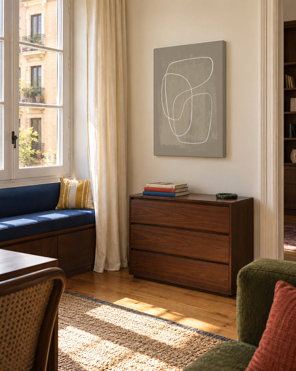 Pencil scribble Nº2 - Unframed canvas in an interior