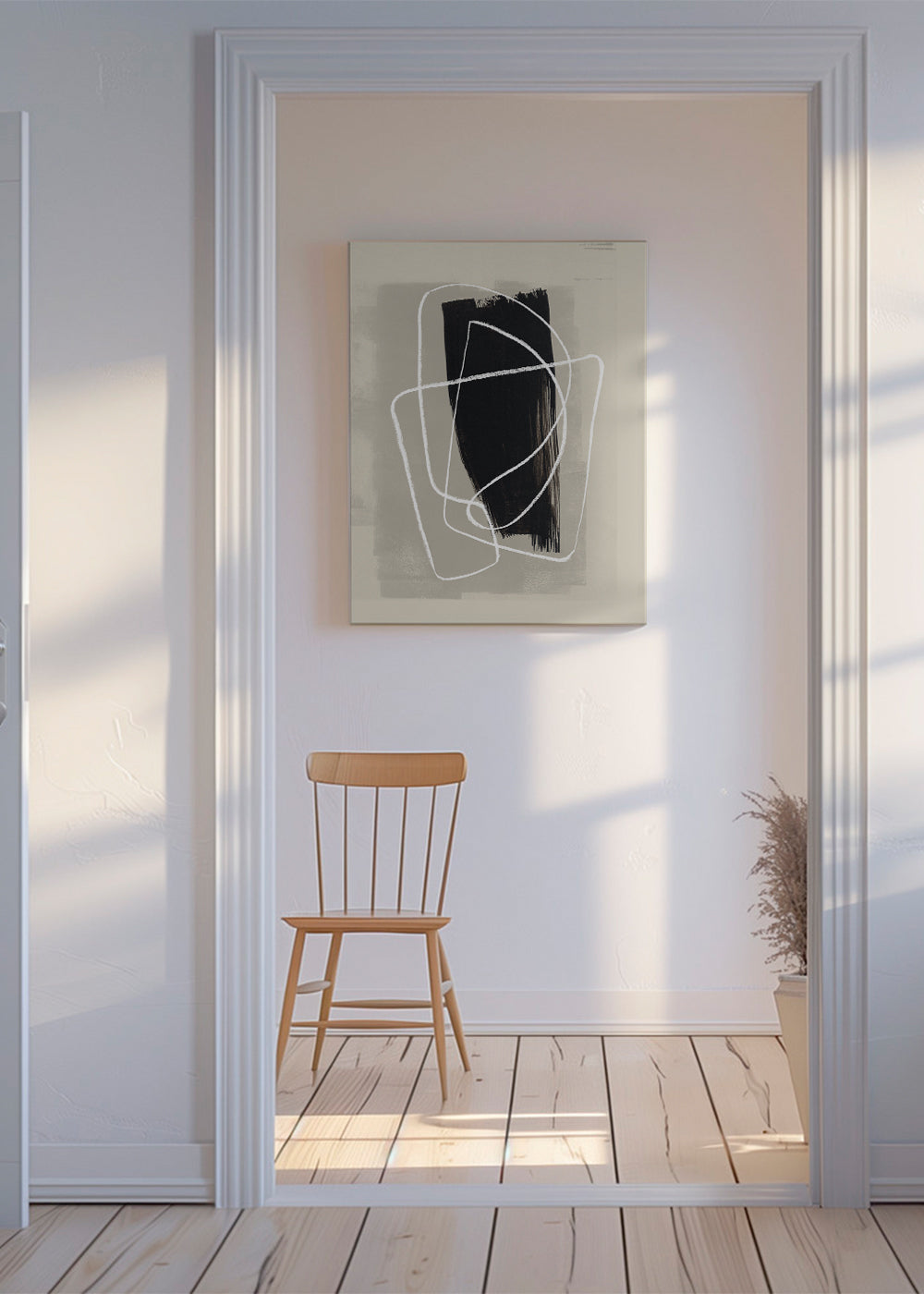 Pencil scribble and ink brush stroke Nº1