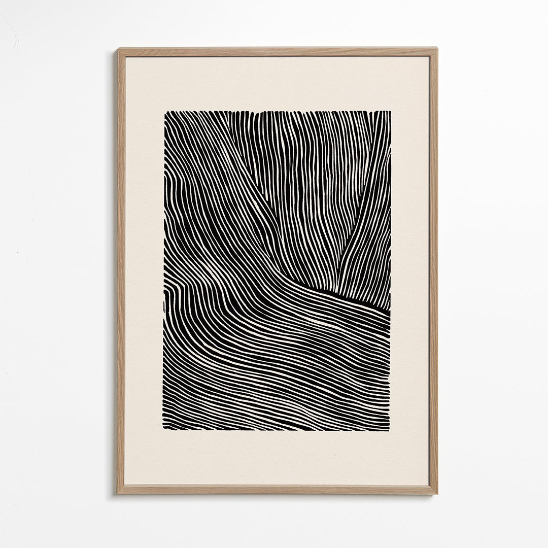 Stripes linocut Nº2 - Black and white