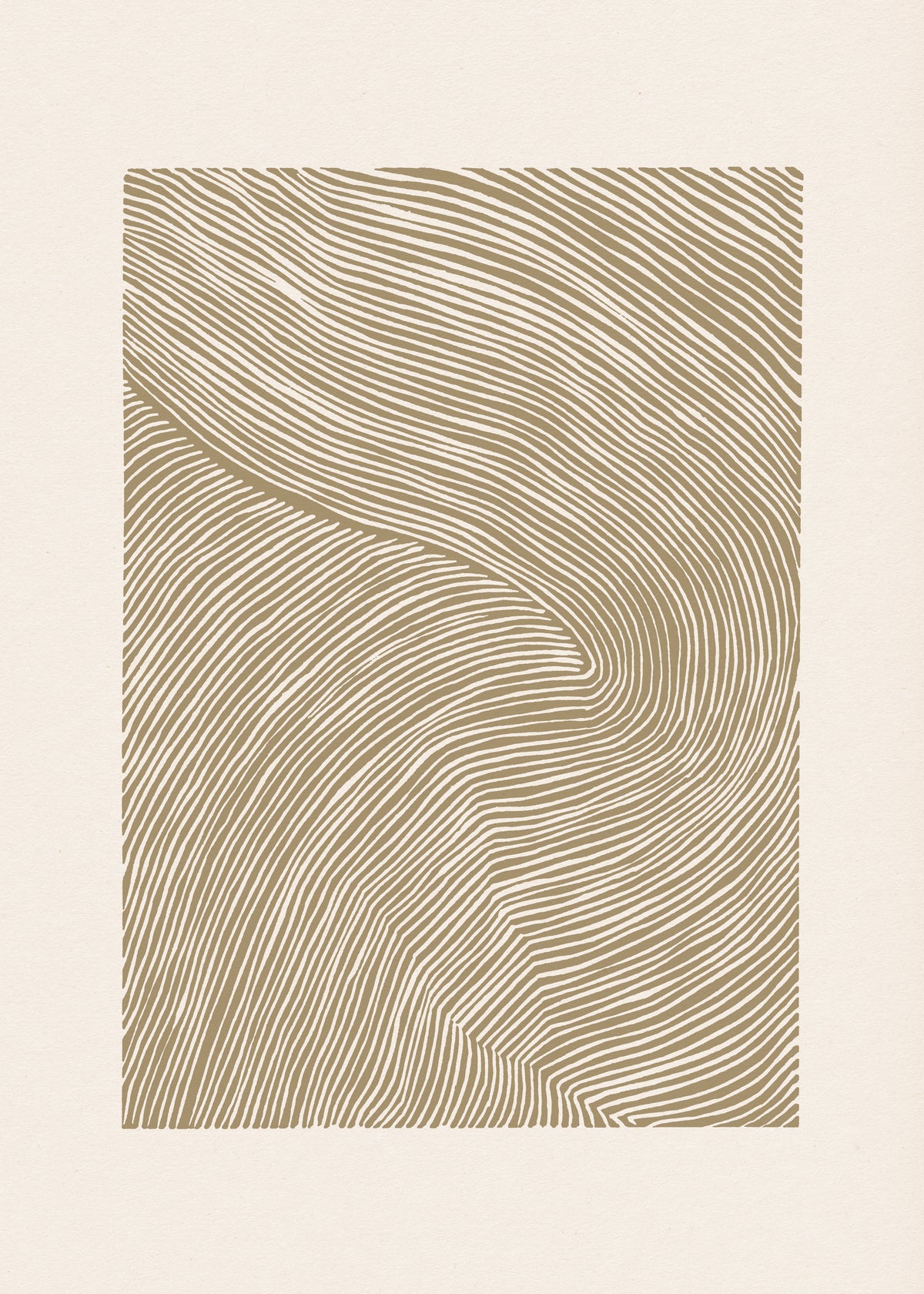 Stripes linocut Nº4 - Ochre - Unframed art print