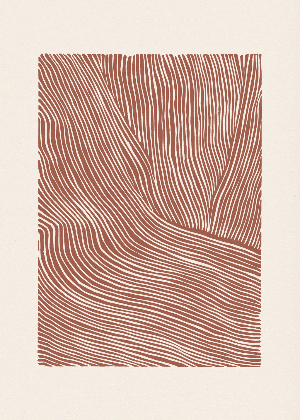 Stripes linocut Nº5 - Terracotta - Unframed art print