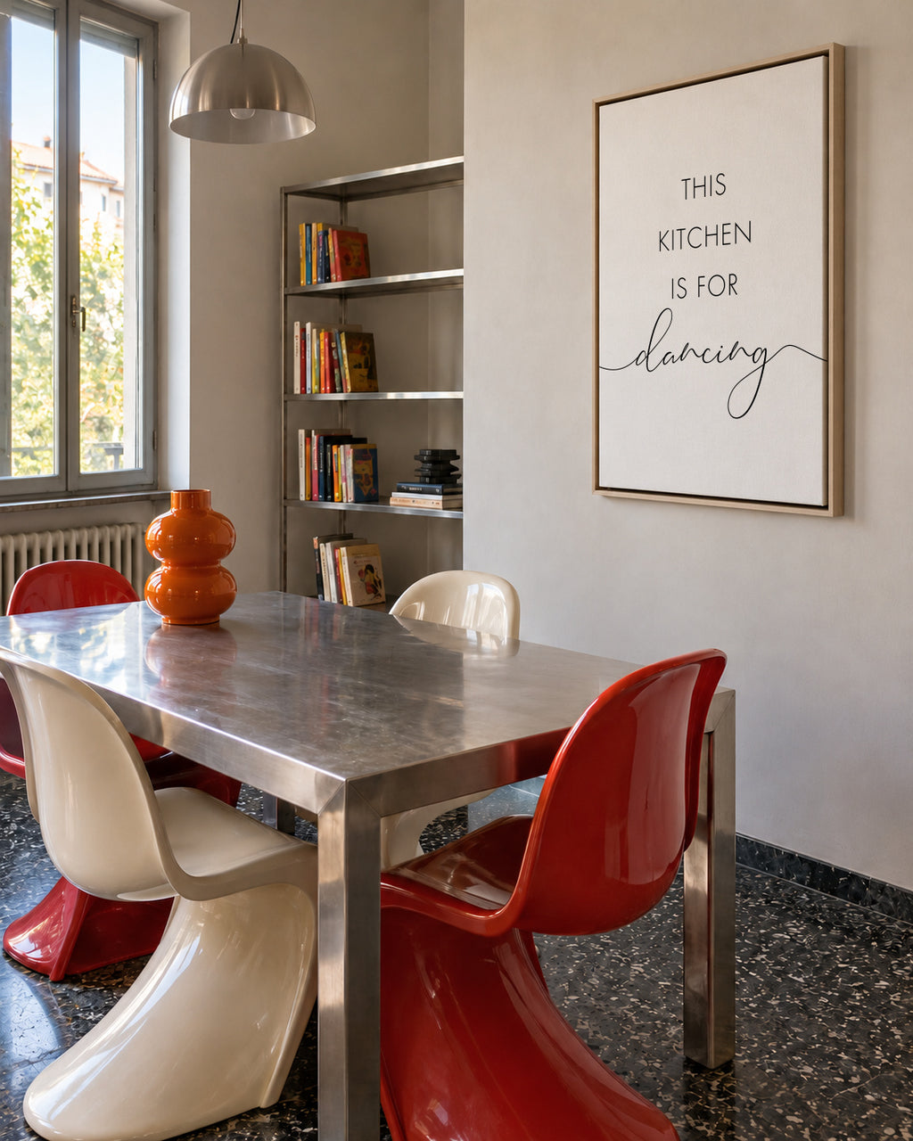 This kitchen is for dancing - Framed canvas in an interior