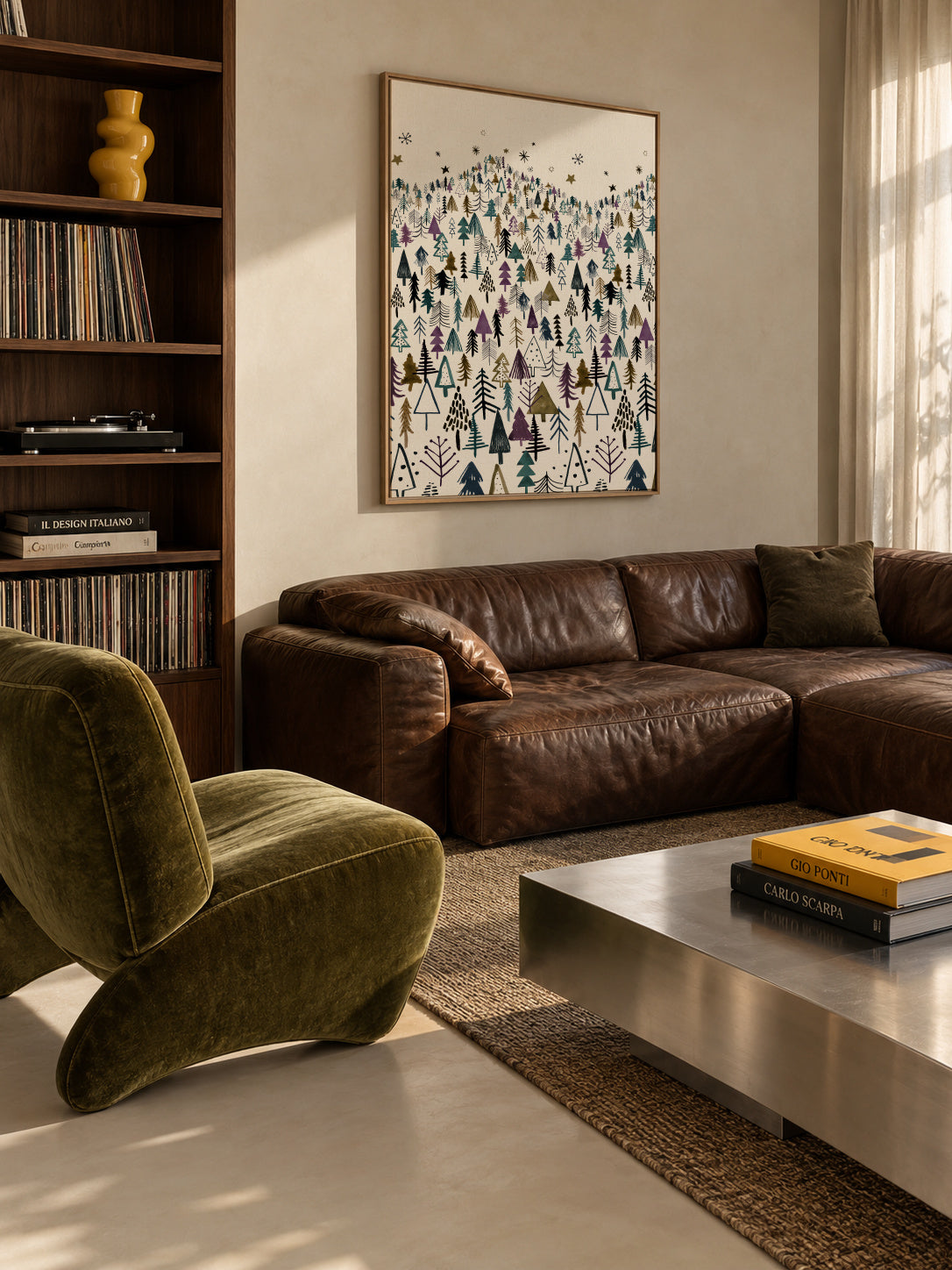 Mountain Forest Trees - Framed canvas in an interior