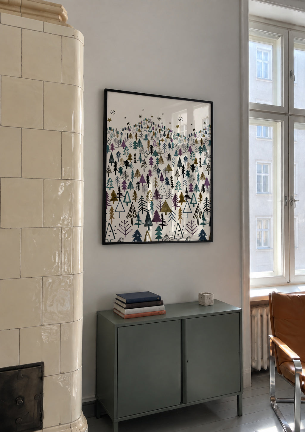 Mountain Forest Trees - Framed poster in an interior