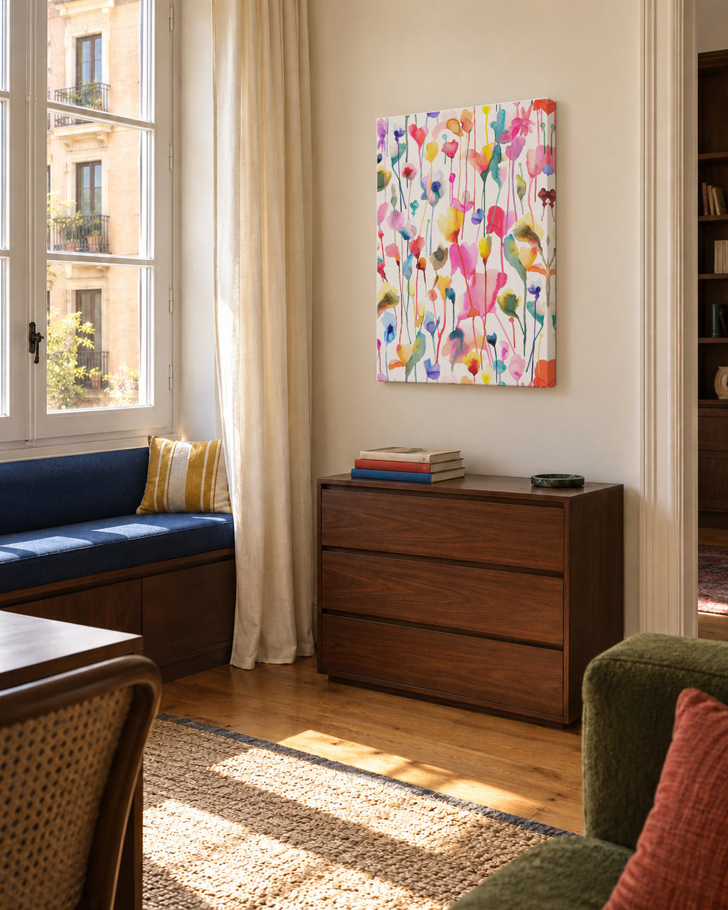 Wild Rustic Flowers Colorful - Unframed canvas in an interior