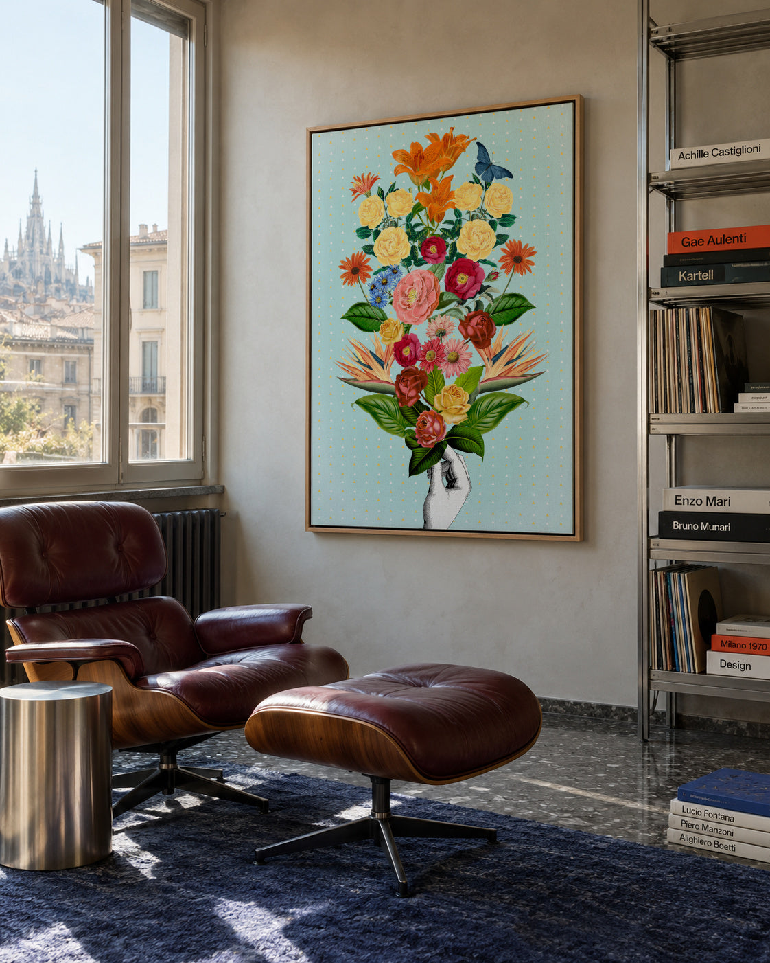 Botanical Blue - Framed canvas in an interior