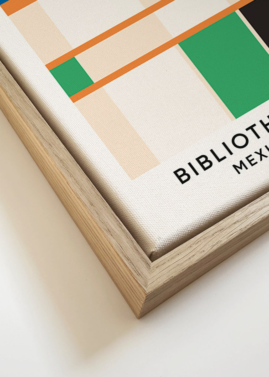 Geometrisches Poster mit Blöcken und Typografie 'Bibliothèque'
