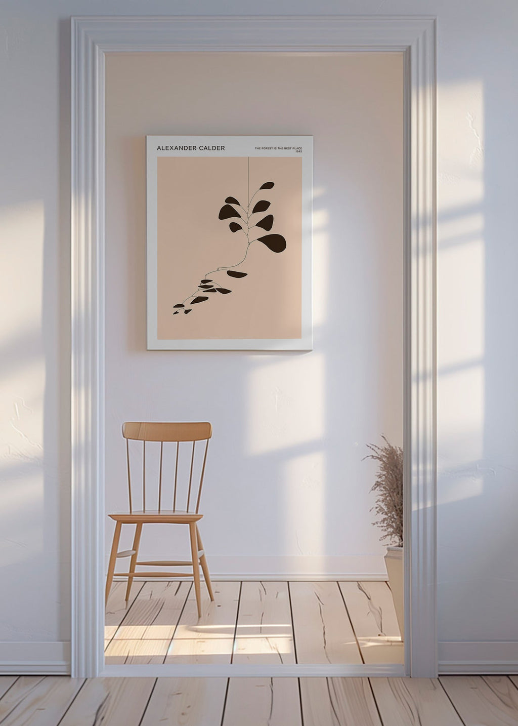 Botanischer Druck: Calder-Mobile mit schwarzen Blättern