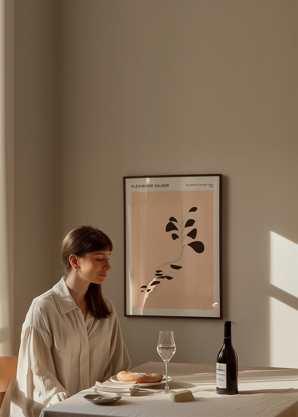 Botanischer Druck: Calder-Mobile mit schwarzen Blättern