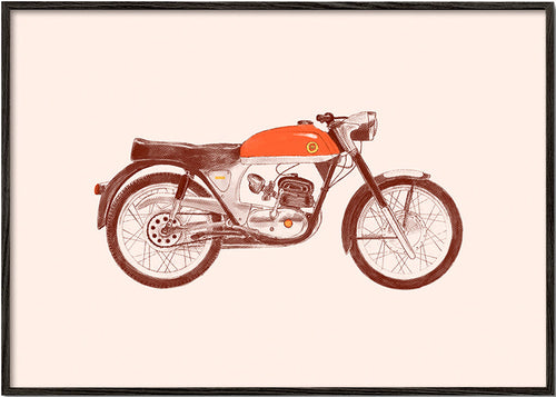 Vintage-Druck rotes Motorrad Illustration
